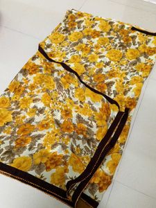 chiffon saree gold