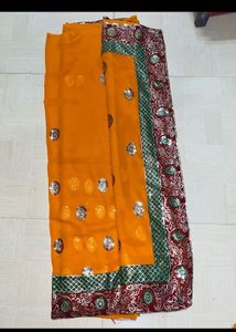 Yellow Georgette Saree with Intricate Gota Patti a