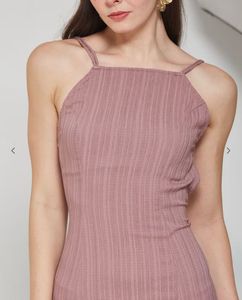 Dusty Rose Ribbed Midi Dress