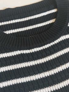 Black &amp; White Striped Knit Top