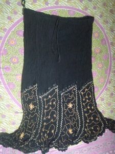 Boho Black Embroidered Maxi Skirt