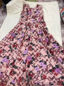 Pink Floral Anarkali Dress