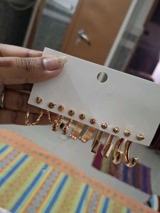 Set of 5 Gold Tone Hoop Earrings