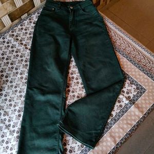 Dark Green Wide Leg Jeans