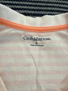 Croft &amp; Barrow Women’s Striped Collared T-shirt