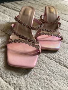 Sparkling Pink Heeled Sandals