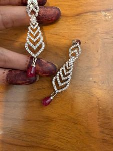 Elegant Dangle Earrings with Ruby Drops