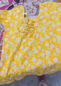 Vibrant Yellow Floral Print Kurta