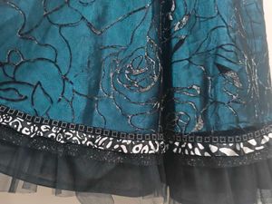 Designer Teal Embroidered Knee length Gown