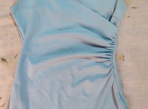 Light Blue Ruched Mini Dress