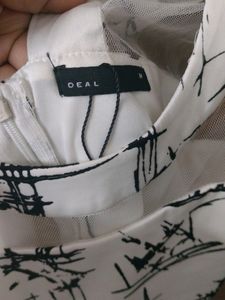 Off White Black Printed Branded Dress Knee Leng