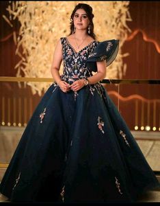 Stunning Embroidered Navy Blue Gown