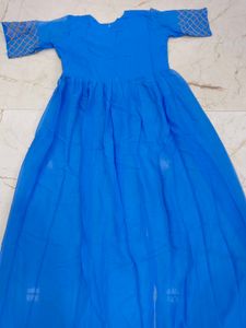 Elegant Blue Embroidered Kurta Set 3pc M