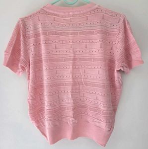 Pink Textured Knit Top