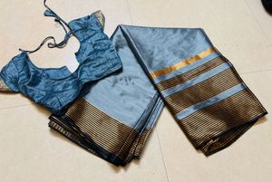 Elegant Grey Saree with Blouse