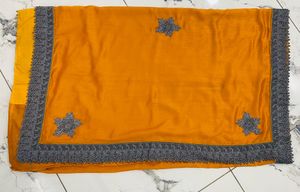Elegant Yellow Saree with Grey Lace Border
