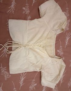 Cream Puff Sleeve Square Neck Top