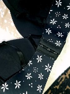 Cute Black Floral Print Bra