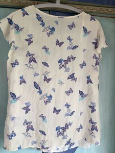 Butterfly Print Ruffle Top