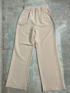 Wide Leg Beige Trousers - High waisted