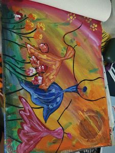 Abstract Tree Sunset Painting camvas book