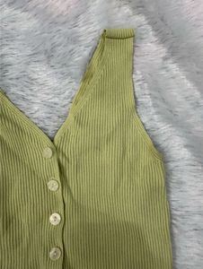 Cute Green Button-Down Tank Top