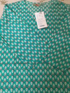 Teal Printed pure Cotton Kurta
