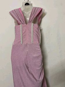 Sparkly Ruched Dress with Pearl Embellishments