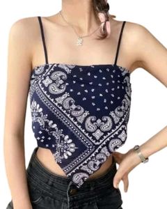 Navy Blue Bandana Crop Top