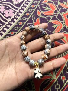 Panda Charm Beaded Bracelet ( kind of brown , blac