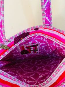 Floral Striped Tote Bag