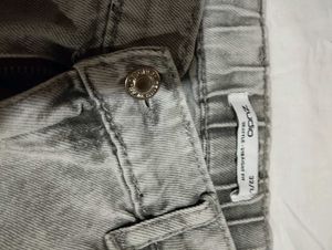 Grey Wash Wide Leg Cargo Jeans