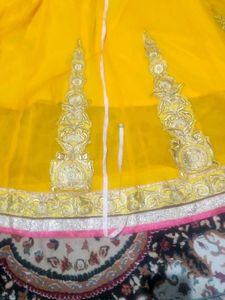 New Yellow Embroidered anarkali long suit set