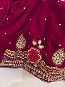 Exquisite Maroon Velvet Lehenga Choli
