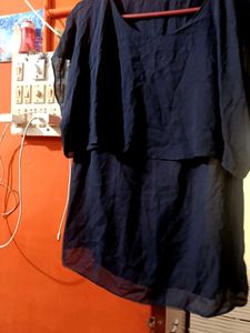 Elegant Navy Blue Layered Top