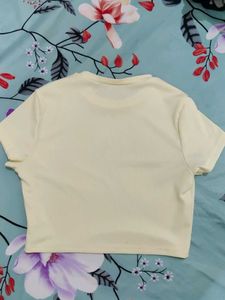Cute Yellow Cropped T-Shirt with Sun Design