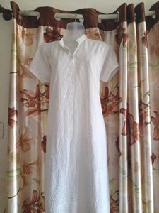 Chikankari White Long Kurti