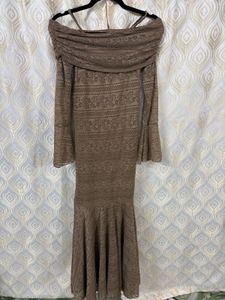 Off-Shoulder Lace fishtail Ruched Dress