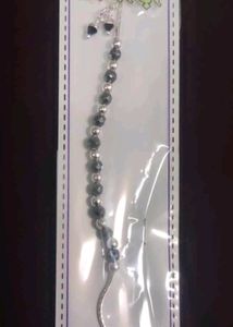 Silver Black Beads Bracelet