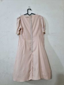 Elegant Beige Fit &amp; Flare Dress (Imported)