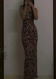 Leopard Print Strapless Maxi Dress