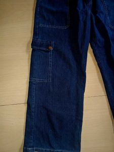 Women’s Dark Blue Denim Cargo Jeans