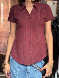 Fitted Striped Button-Up Shirt