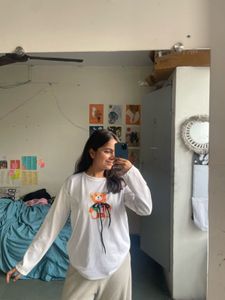 Cute Teddy Bear Print White Top