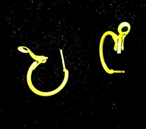 Neon Yellow and Blue Hoop Earrings.