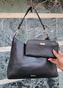 Furla Leather Hobo Bag &amp; Wallet Combo