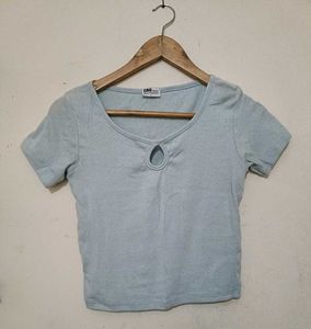 Powder blue ribbed top(fixed price)