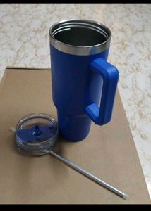 Durable Blue Tumbler with Straw