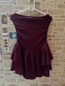 Sparkly Strapless Tiered Mini Dress