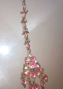 Pink Stone Maang Tikka